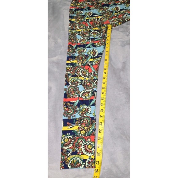 LuLaRoe Leggings Tall & Curvy Multicolor Striped Floral - Picture 7 of 11